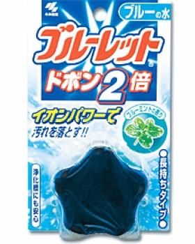 Kobayashi Bluelet Dobon W Blue Mint Двойная очищающая и дезодорирующая таблетка для бачка унитаза с ароматом мяты 120 гр