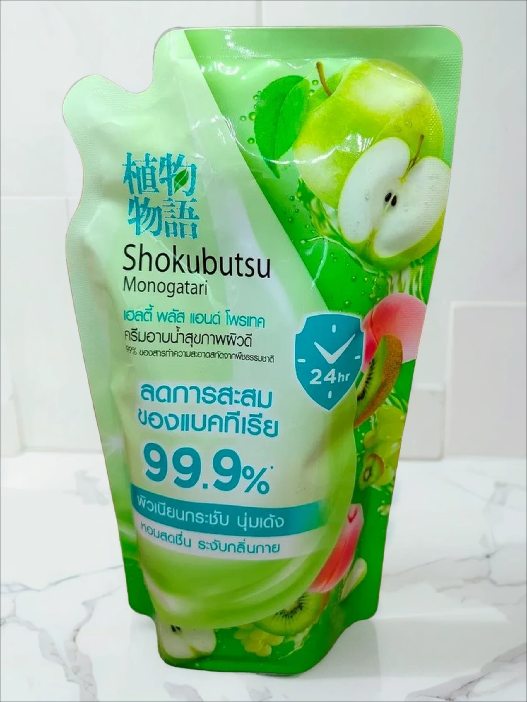 Lion Shokubutsu Healthy Plus & Protect Крем-гель для душа Свежесть и защита 400 мл запасной блок