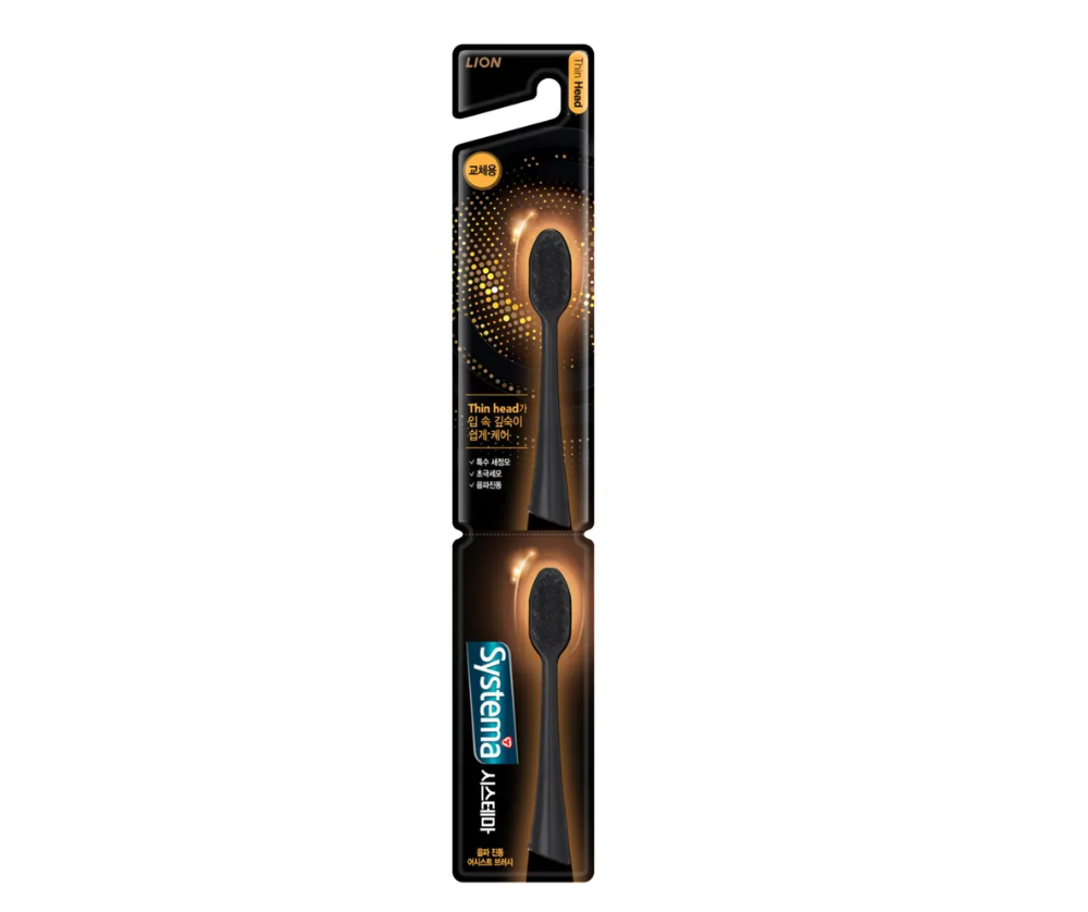 Lion Sonicbrush Compact Black Сменные насадки для Ультразвуковых электрических зубных щеток с компактными чистящими головками Черные 2 шт