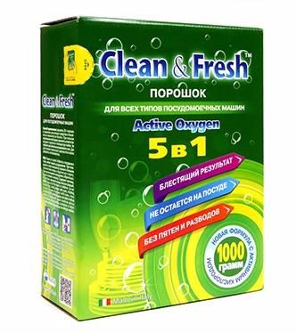Clean & Fresh Порошок для всех типов посудомоечных машин 5 в 1 1000 гр