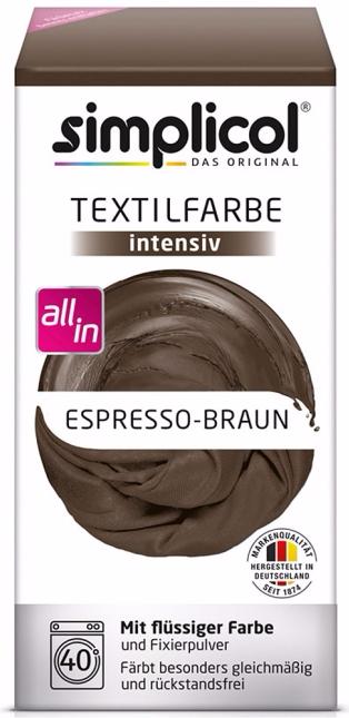 Simplicol Intensiv Краска текстильная для одежды и тканей Кофейно-коричневого цвета 150 мл + 400 гр
