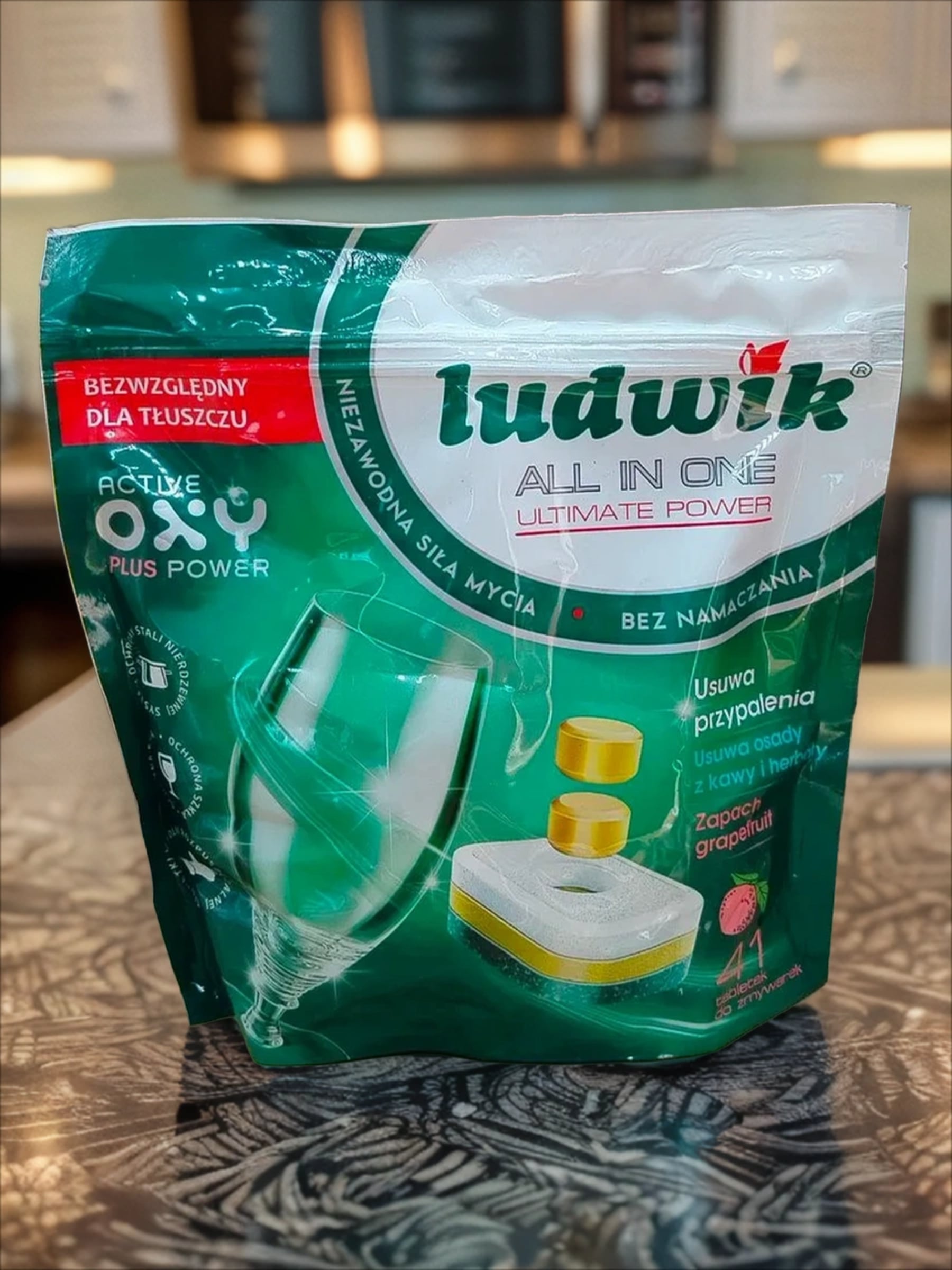 Ludwik ALL in one Active Oxy Plus Power Grapefruit Таблетки для посудомоечных машин в растворимой пленке 41 шт