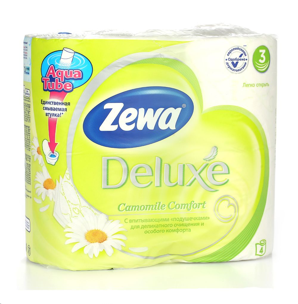 Zewa Deluxe Туалетная бумага трёхслойная Ромашка 4 рулона