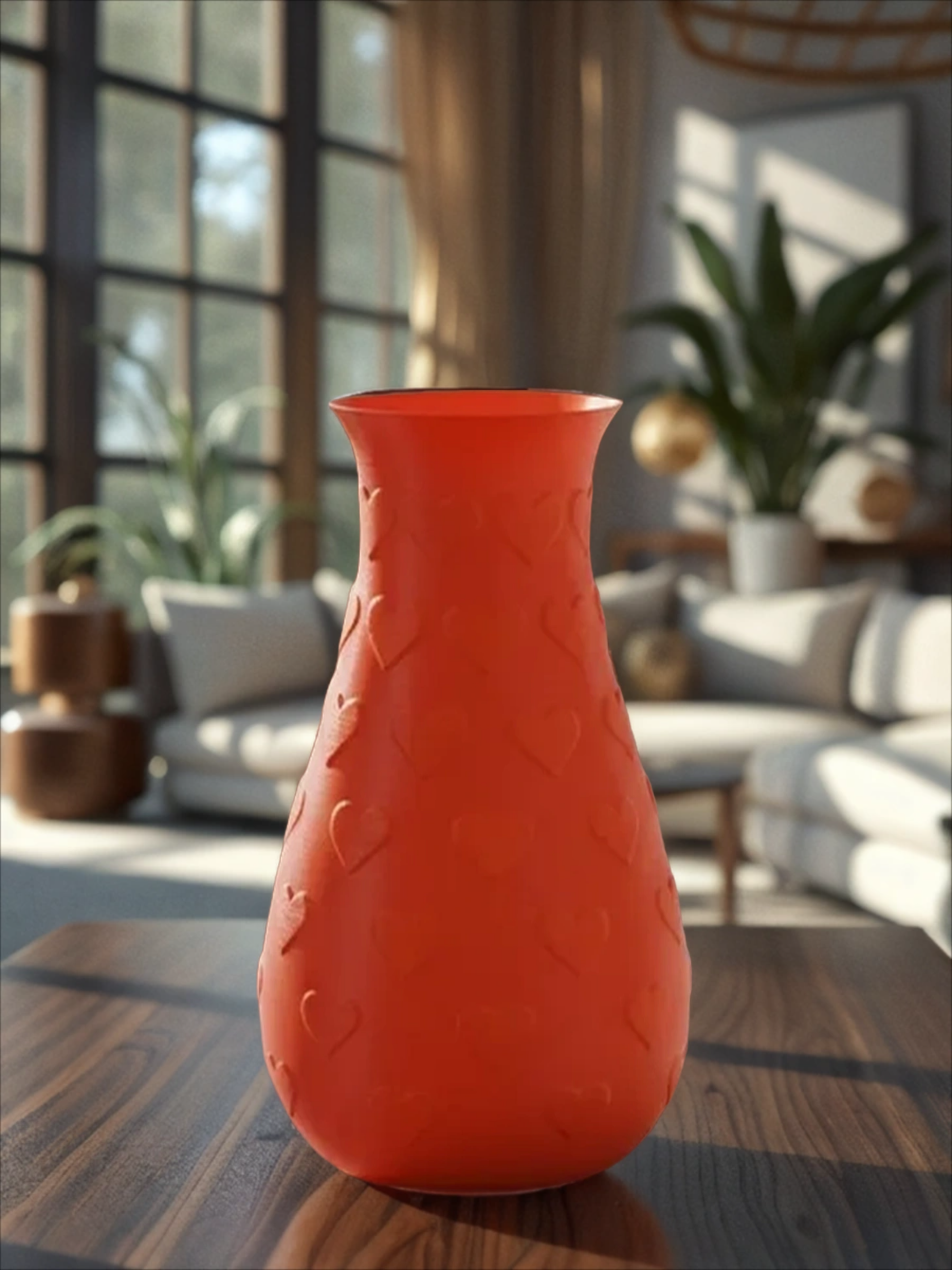 POAC Ваза декоративная для сухоцвета Сердечки Красная