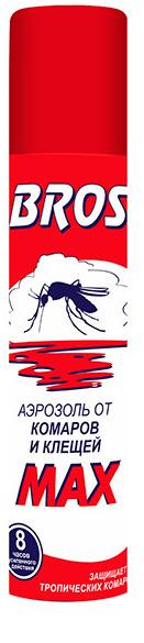 BROS Аэрозоль от комаров и клещей MAX 90 мл до 8 часов уиленной защиты