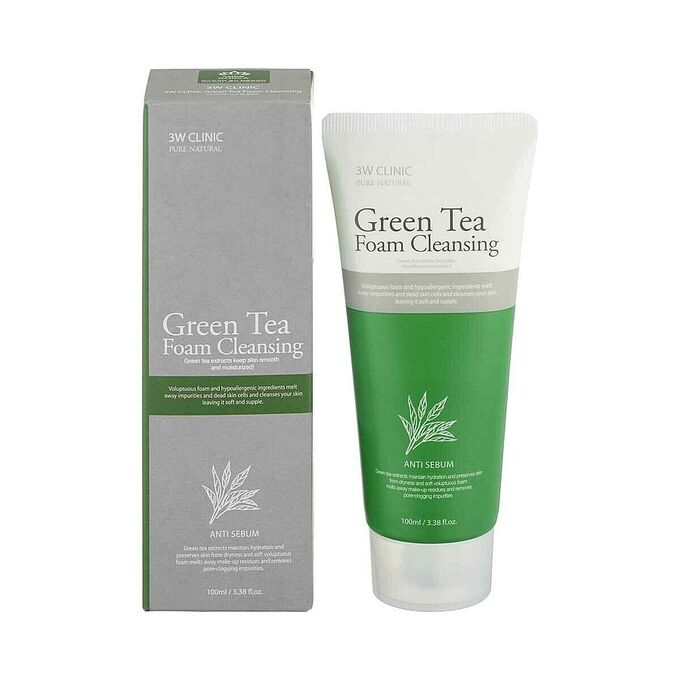 3W Clinic Foam Cleansing Green Tea Пенка для умывания с Зеленым чаем 100 мл