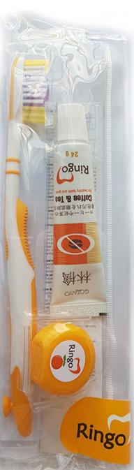 Gotaiyo Ringo Дорожный набор: Зубная паста Coffee & Tea 24 гр + Зубная щетка жесткая + Зубная нить апельсиновая 5 м