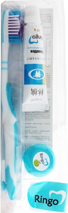 Gotaiyo Ringo Дорожный набор: Зубная паста Sensitive 24 гр + Зубная щетка жесткая + Зубная нить яблочная 5 м