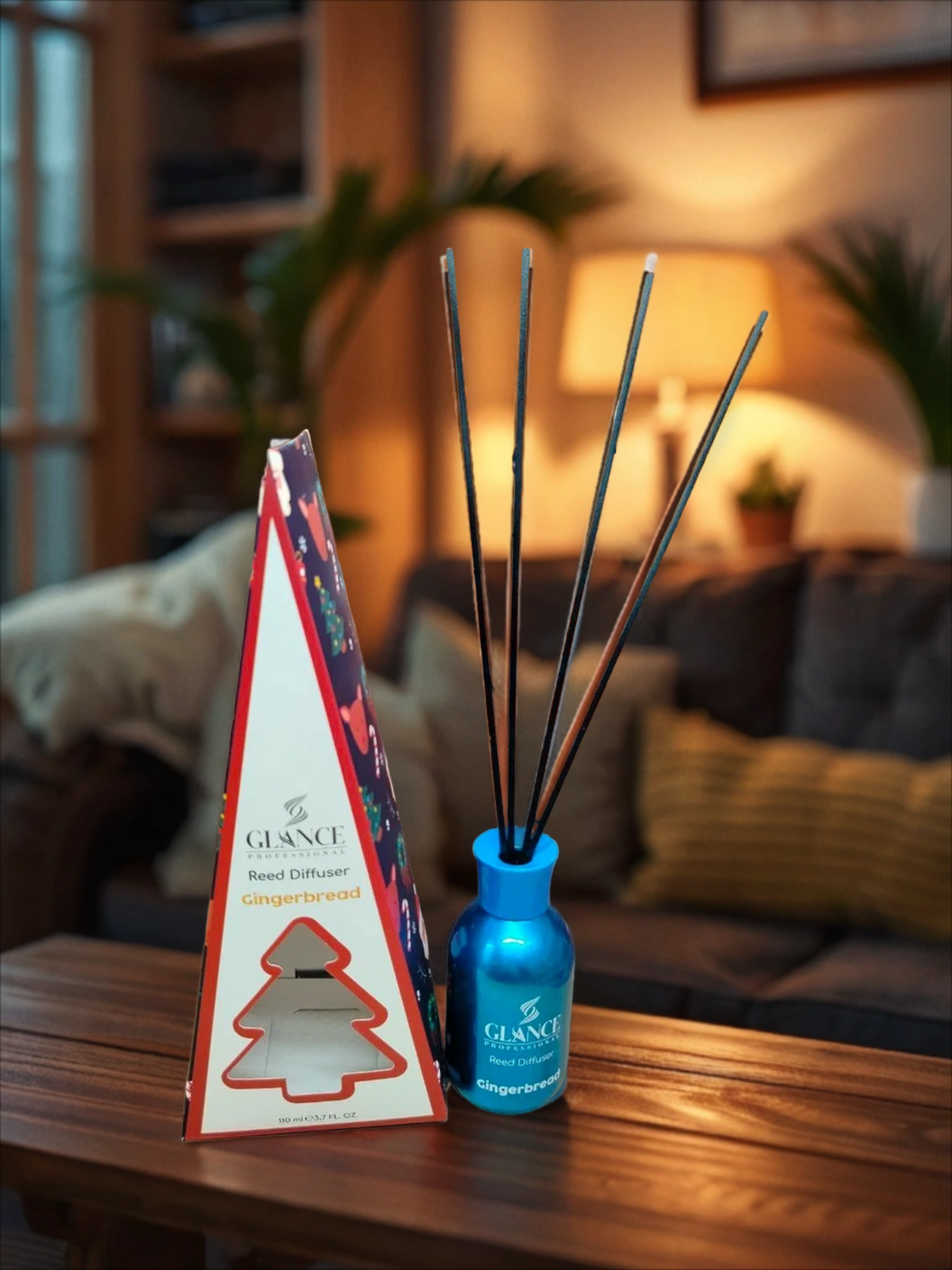 Glance Professional Reed Diffuser Merry Christmas & Happy New Year Gingerbread Ароматический диффузор для дома с палочками Имбирный пряник 110 мл