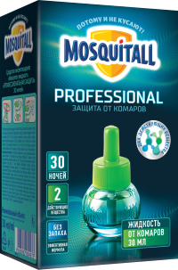 Mosquitall Профессиональная защита Жидкость инсектицидная от комаров для электрофумигатора 30 мл 30 ночей