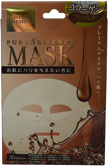 Japan Gals Pure 5 Essence Premium Маски для лица с тремя видами коллагена 30 шт