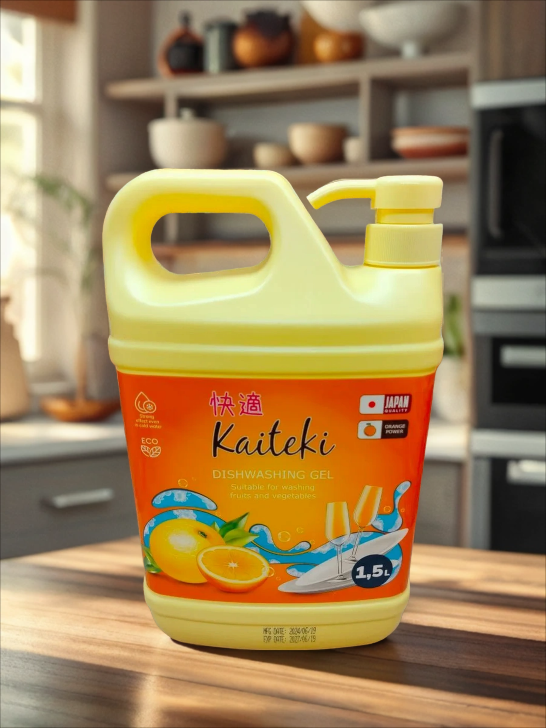 Kaiteki Dishwashing Gel Orange Power Эко средство для мытья посуды, овощей и фруктов Апельсин 1,5 л