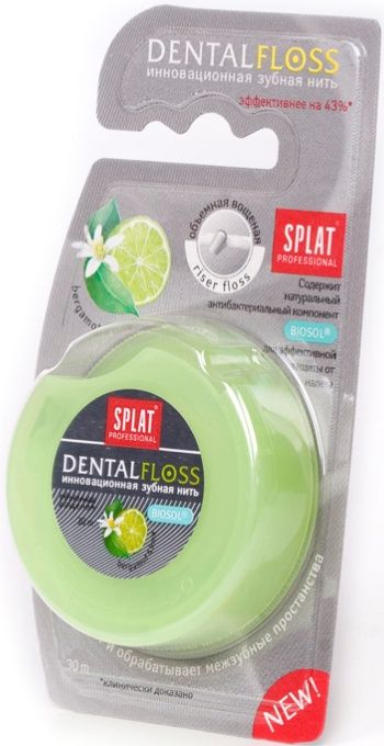 SPLAT Dental Floss Зубная нить объемная с ароматом Бергамота и Лайма 30 м