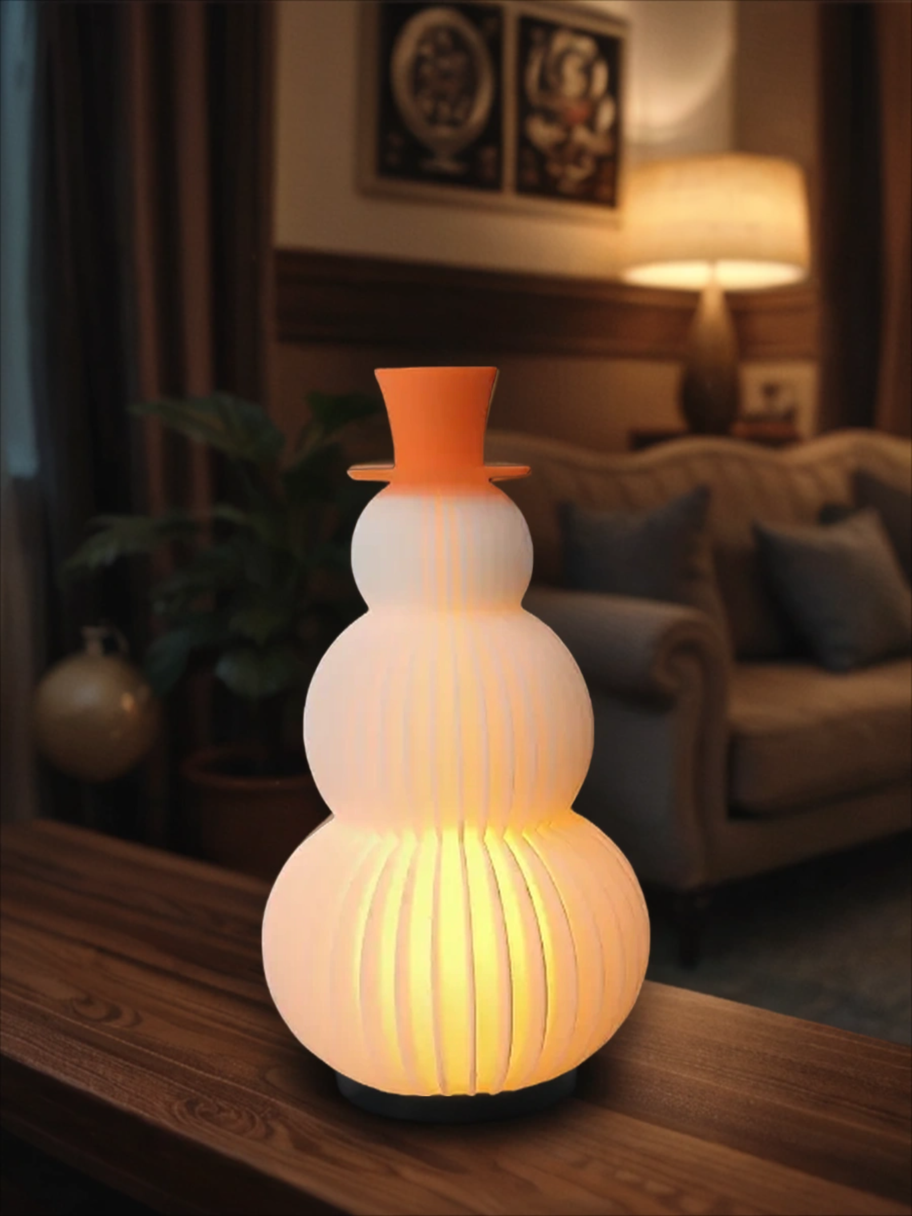 POAC Светильник-подсвечник Снеговик в Оранжевой шляпе