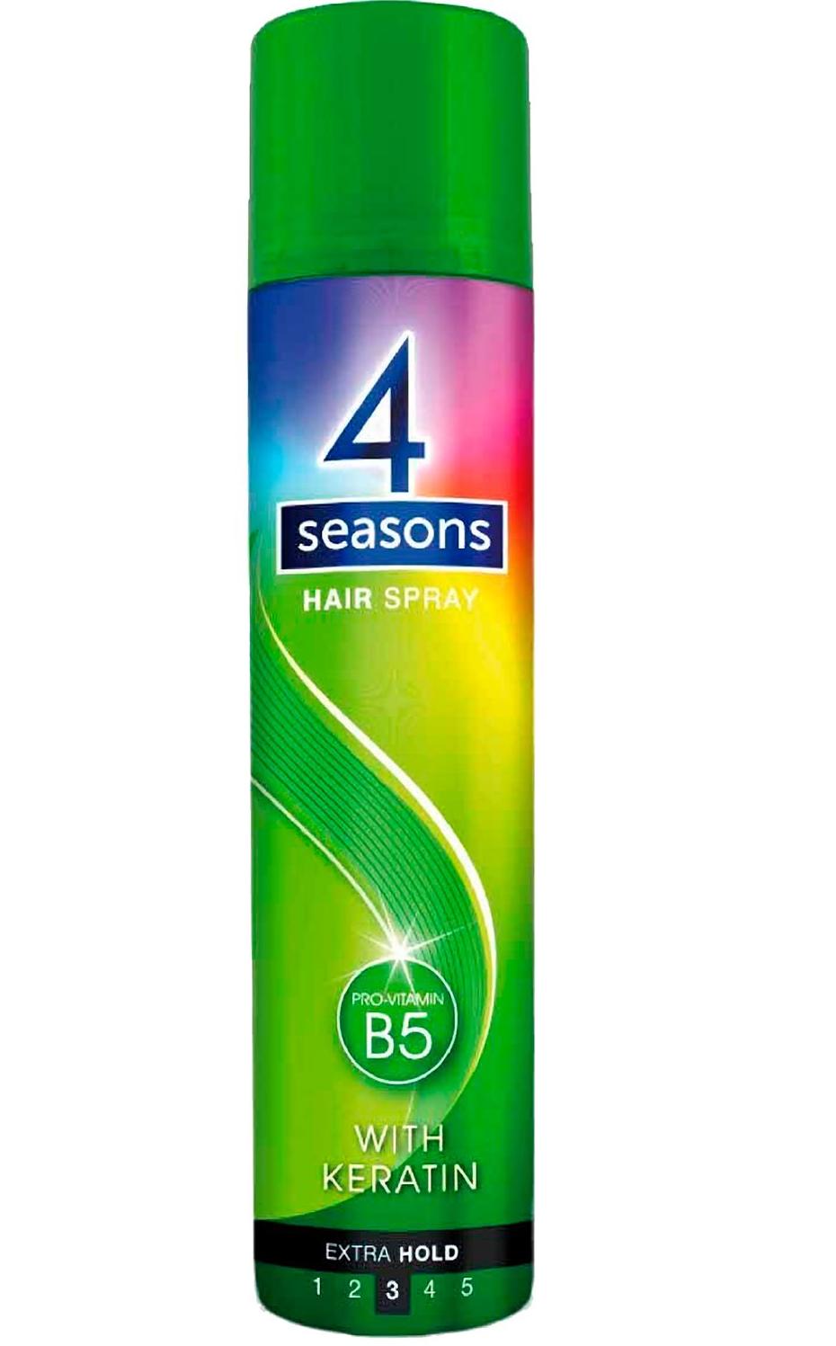 4 Seasons Hair Spray Pro-Vitamin B5 3 Extra Hold Лак для волос с протеинами шелка Экстра фиксация 400 мл