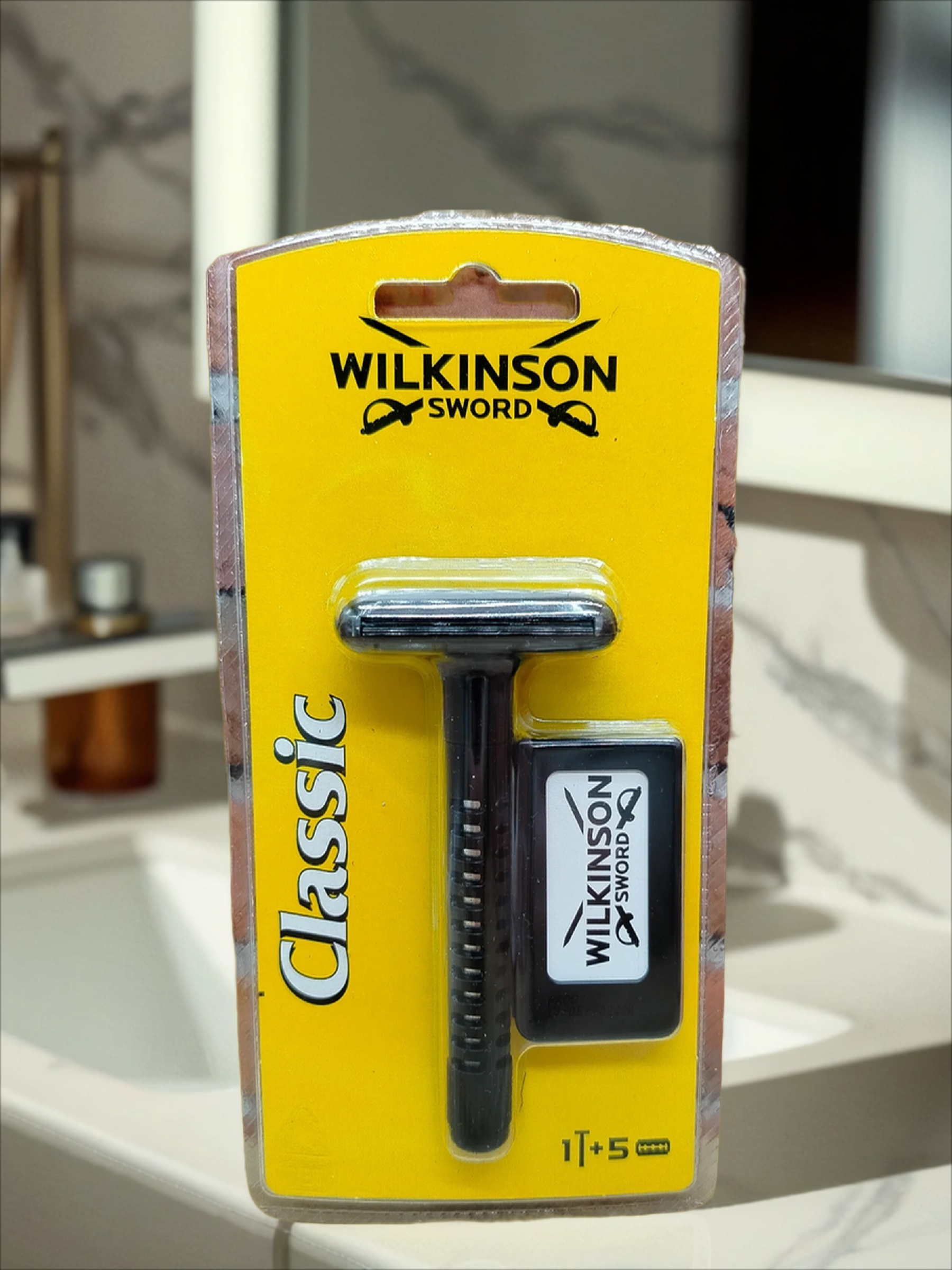 Wilkinson Sword Classic Классический Т-образный бритвенный станок для двухсторонних лезвий + 5 лезвий
