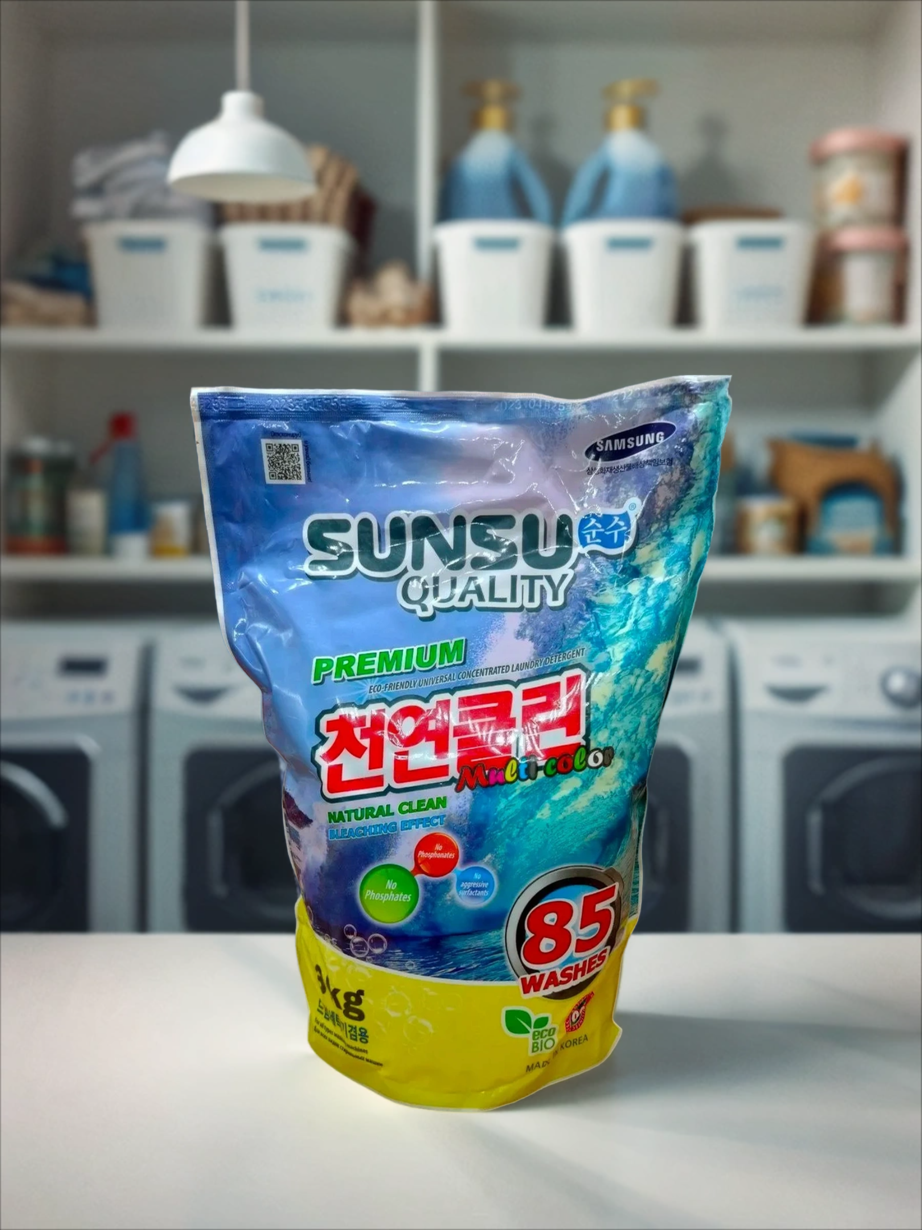 Sunsu Quality Multi Color Стиральный порошок универсальный концентрированный бесфосфатный для цветных 3 кг на 85 стирок в мягкой упаковке