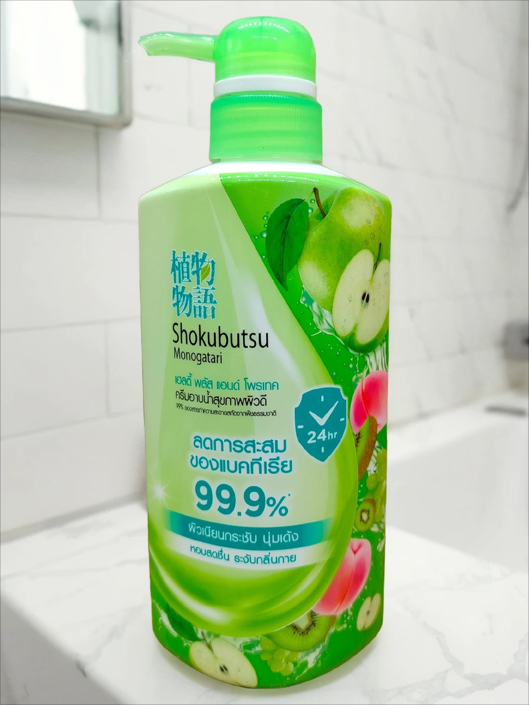 Lion Shokubutsu Healthy Plus & Protect Крем-гель для душа Свежесть и защита 450 мл с помпой-дозатором