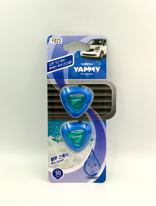 Kolibriya Yammy Liquid F023 Blue Squash Ароматизаторы салона автомобиля на дефлекторы Морской бриз 2,5 мл 2 шт