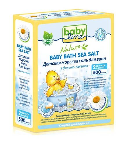 BabyLine Детская морская соль для ванн в фильтр-пакетах с ромашкой 500 гр