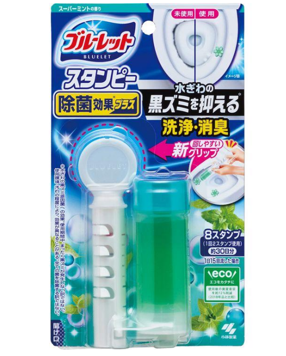 Kobayashi Bluelet Stampy Super Mint Дезодорирующий очиститель для унитазов с дозатором в форме цветка с ароматом Мяты 28 гр
