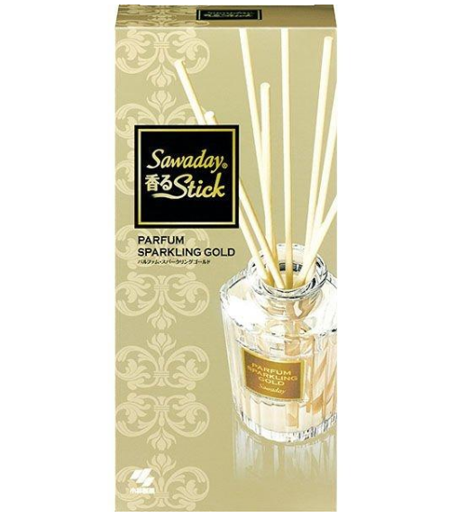 Kobayashi Sawaday Stick Parfum Sparkling Gold Натуральный аромадиффузор для дома с цветочно-цитрусовым ароматом стеклянный флакон 70 мл + 8 палочек