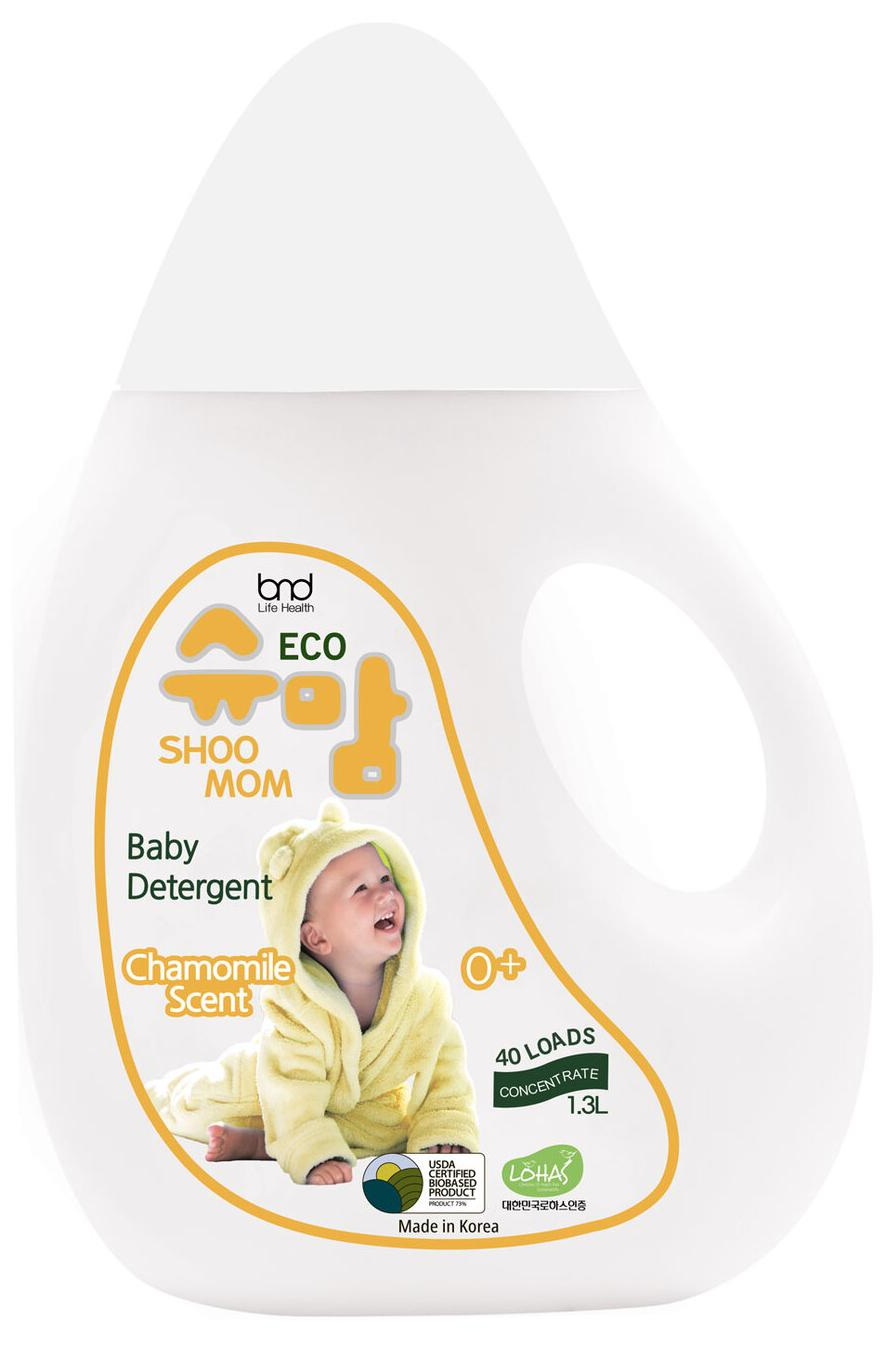 B&D Shoomom Baby Detergent Chamomile Scent Эко гель для стирки детского белья концентрированный с ароматом ромашки 1,3 л на 40 стирок