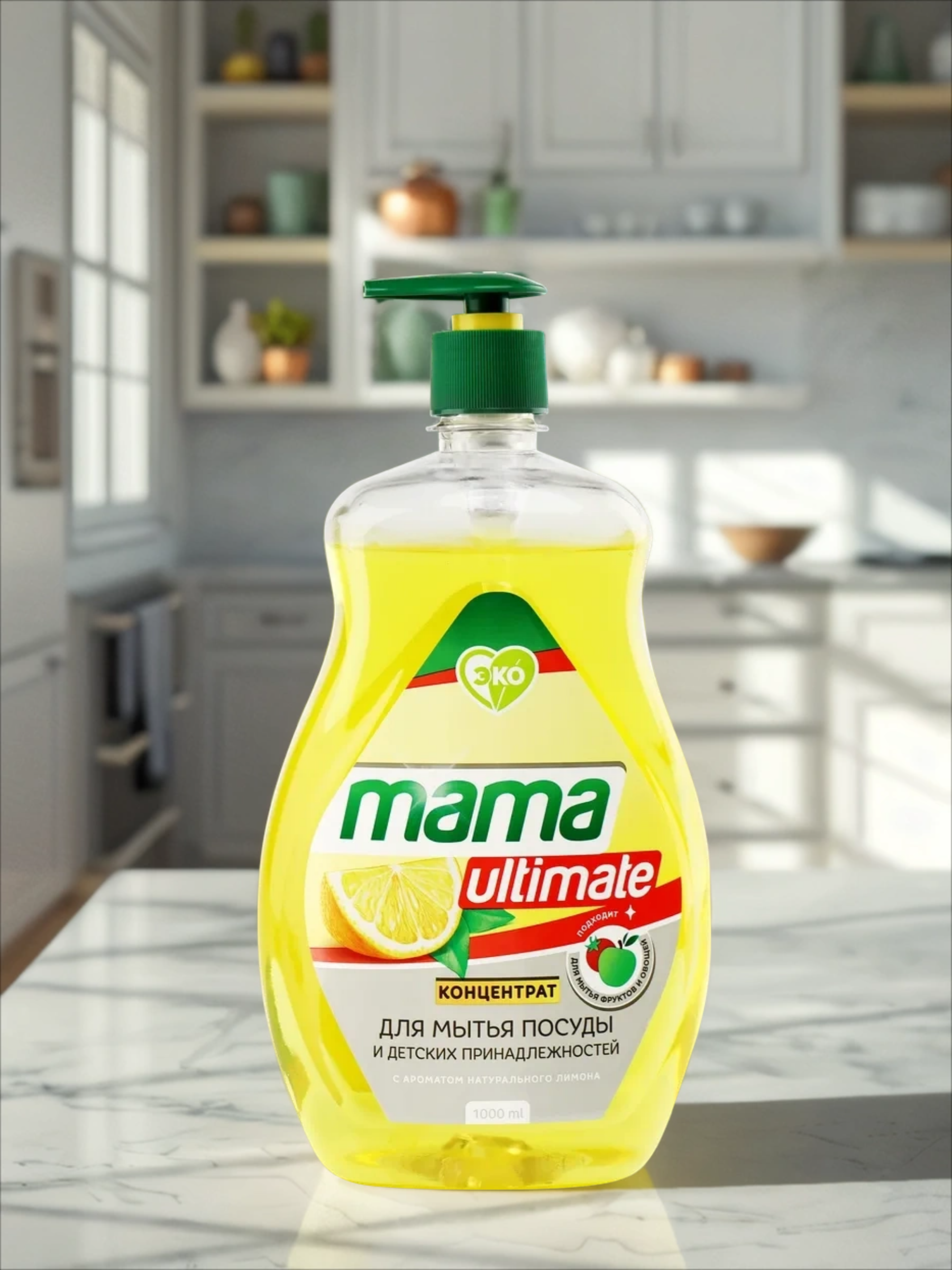 Mama Ultimate Концентрат для мытья посуды и детских принадлежностей с ароматом натурального лимона 1000 мл