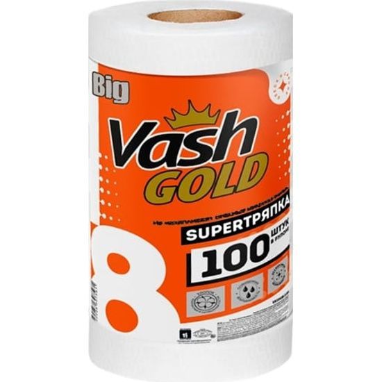 Vash Gold 8 Super Тряпка Big Салфетки хозяйcтвенные отрывные 100 листов в рулоне по 28*37 см