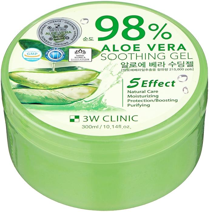 3W Clinic Soothing Gel 98% Aloe Vera Увлажняющий гель универсальный с Алое вера 300 мл