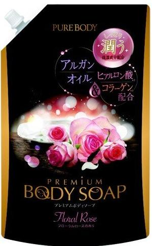 Mitsuei Pure Body Floral Rose Гель для душа увлажняющий с гиалуроновой кислотой, коллагеном и алоэ с ароматом букета роз 840 мл в мягкой упаковке