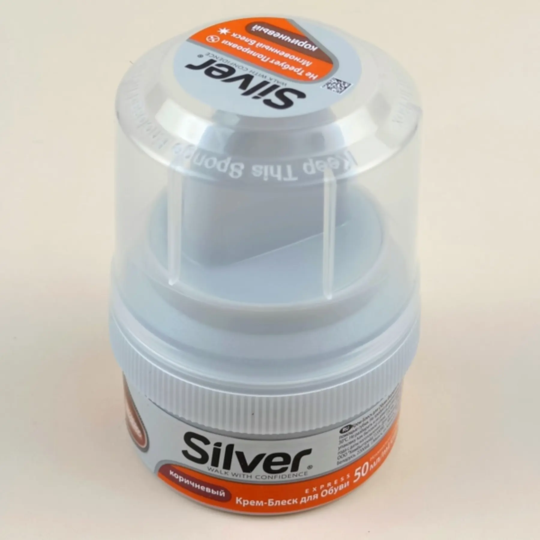 Silver Express Крем-блеск в банке с губкой 50 мл Коричневый