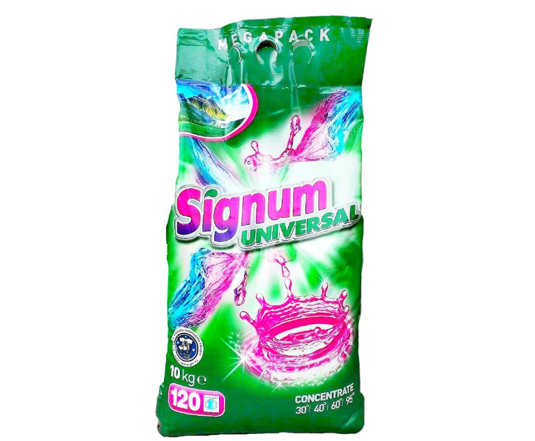Clovin Signum Universal Стиральный порошок универсальный 10 кг 120 стирок в мягкой упаковке