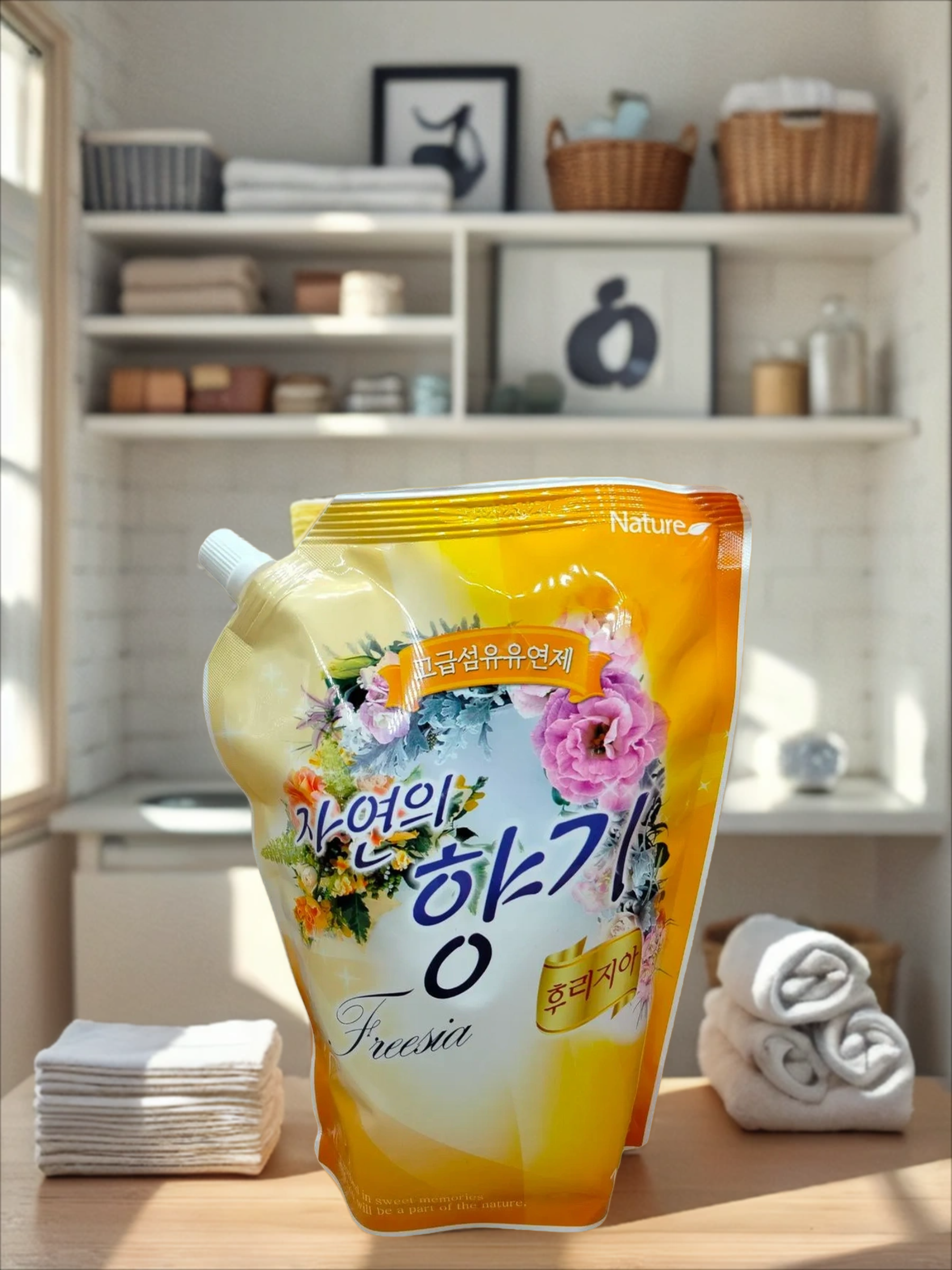Nature Fabric Softener Fresia Кондиционер для белья с ароматом Фрезии 1300 мл на 65 стирок запасной блок