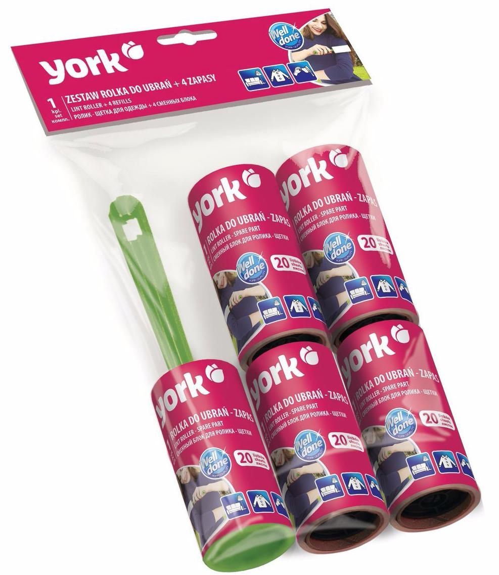 York Ролик для чистки одежды 20 листов + 4 запасных ролика