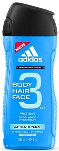 Adidas Body-Hair-Face After Sport Гель для душа и шампунь увлажняющий мужской 250 мл