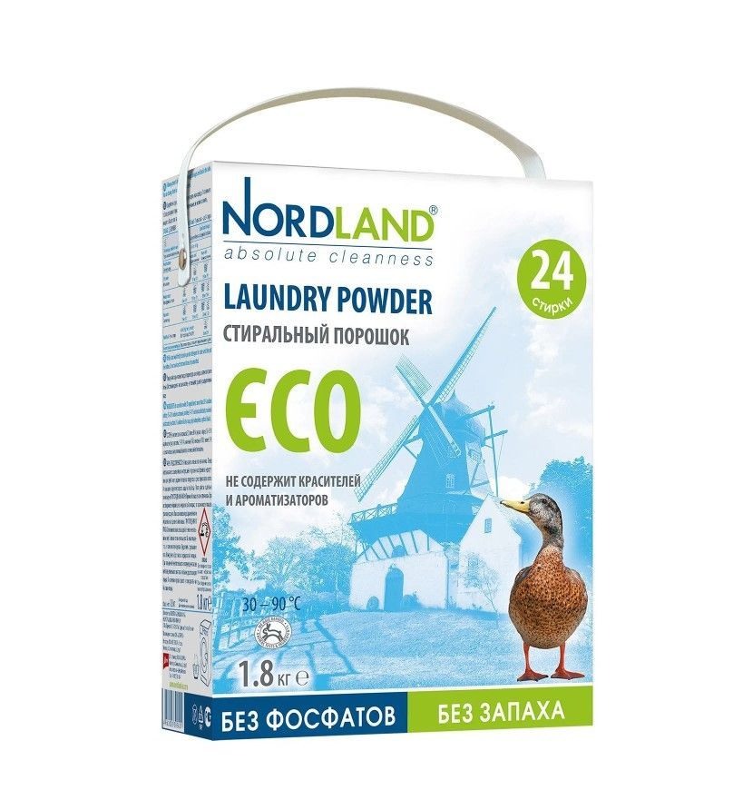 Nordland Стиральный порошок ECO без фосфатов и без запаха 1,8 кг на 24 стирки