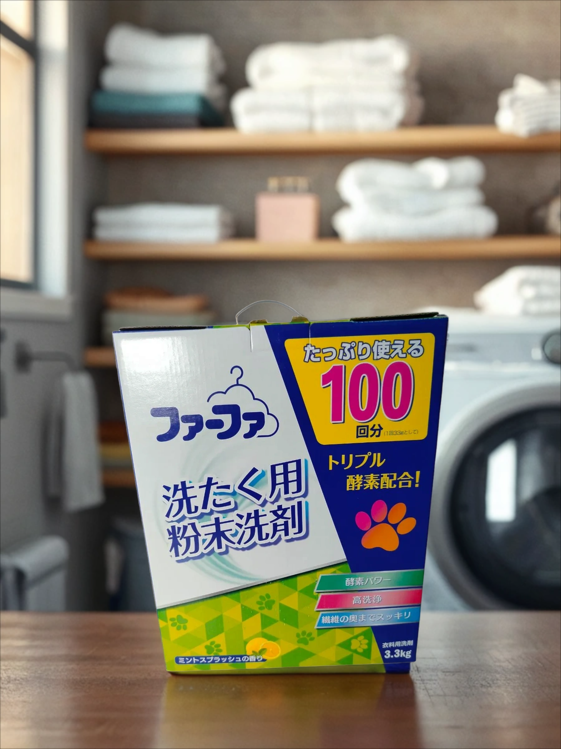 Nissan FaFa Стиральный порошок отбеливающий Морозная свежесть с ароматом прохладной мяты и лимона 3,3 кг на 100 стирок