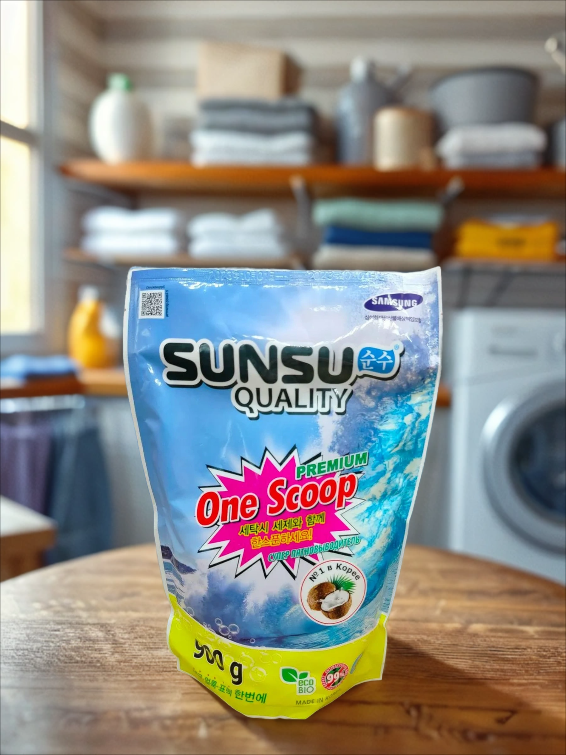 Sunsu Quality One Scoop Универсальный пятновыводитель премиального класса 900 гр в мягкой упаковке