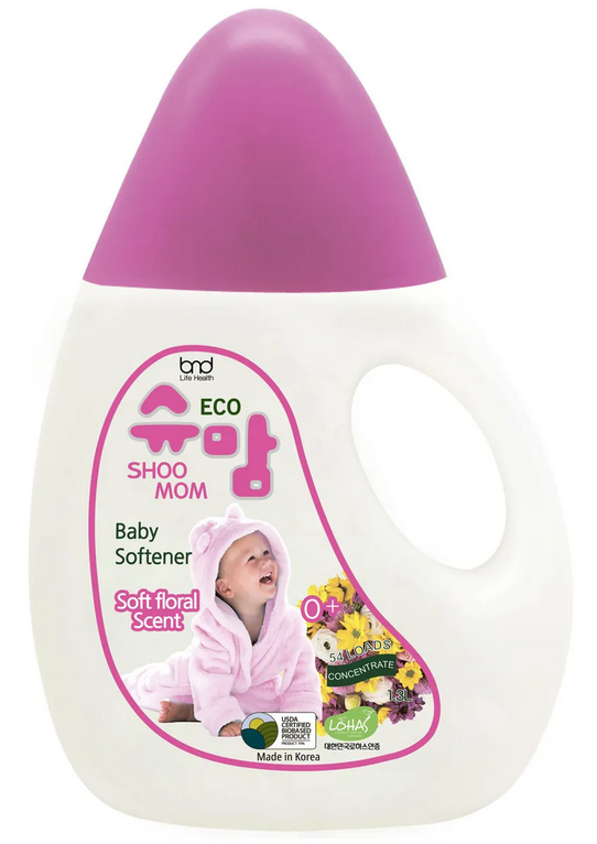 B&D Shoomom Baby Softener Soft Floral Scent Эко кондиционер для детского белья концентрированный с цветочным ароматом 1,3 л на 54 стирки