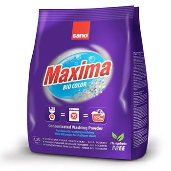 SANO Maxima Bio Color концентрированный стиральный порошок без фосфатов для стирки цветного белья 1.25 кг на 35 стирок