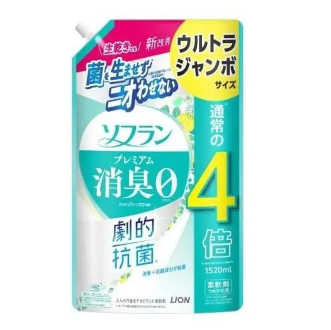 Lion Soflan 018 Ополаскиватель для белья антибактериальный с ароматом фруктов 1520 мл в мягкой упаковке