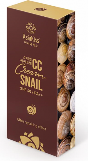 AsiaKiss CC Cream Snail CC-крем для лица с экстрактом муцина улитки и ультра восстанавливающим эффектом SPF 40 PA++ 60 мл