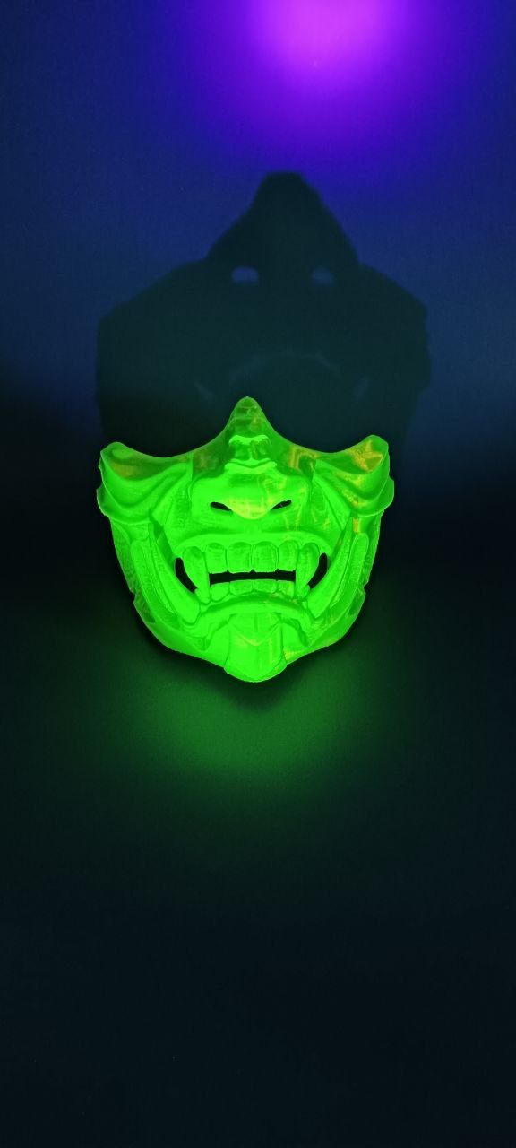 POAC Маска японская демон Они Ярко-зеленая флуоресцентная