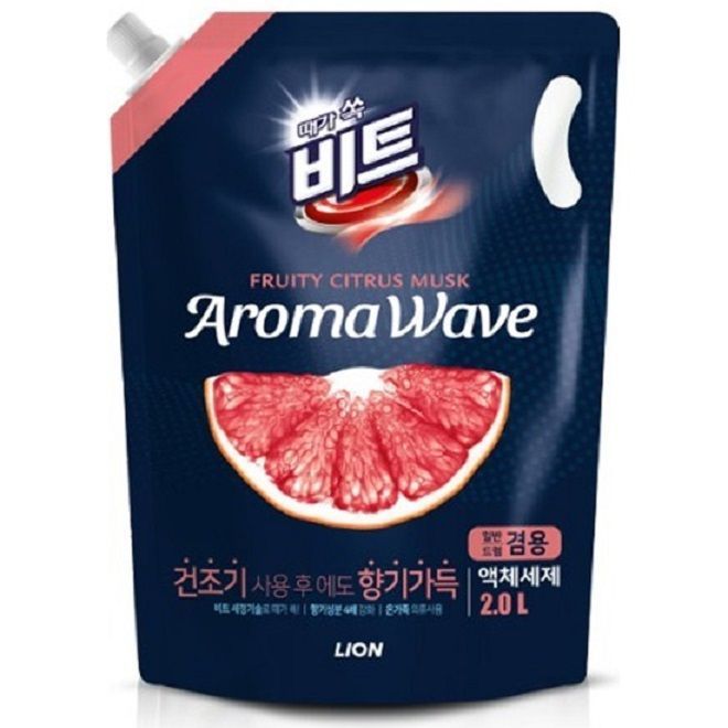 Lion Aroma Wave Fruity Citrus Musk Жидкое средство для стирки Грейпфрут 2 л в мягкой упаковке