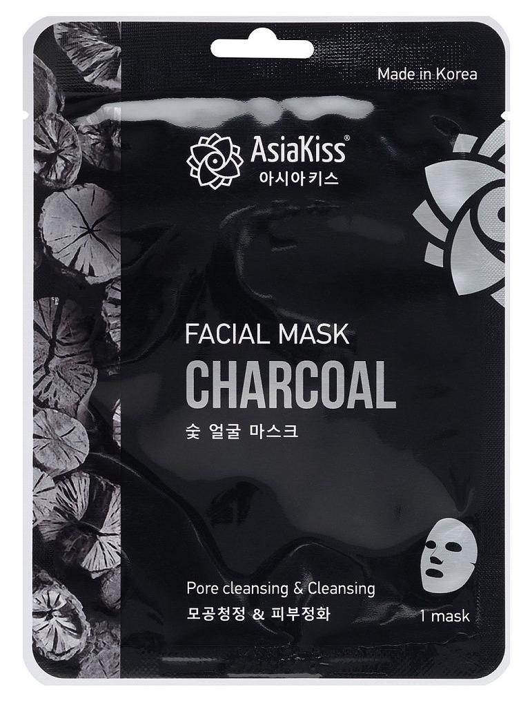 AsiaKiss Тканевая маска для лица с экстрактом древесного угля 25 гр