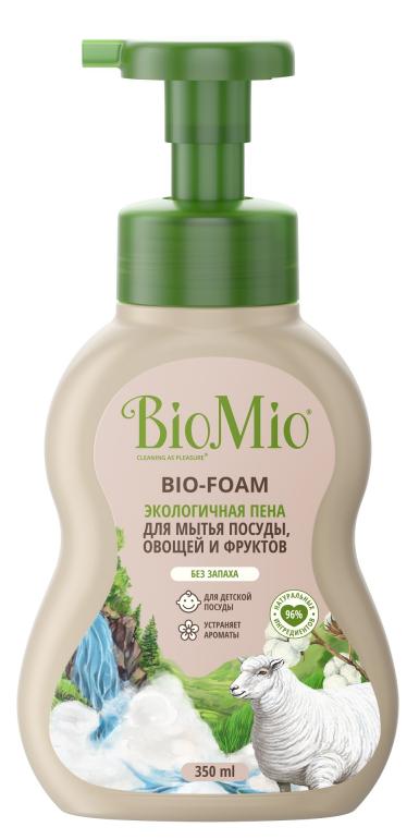 BioMio Bio-Foam Экологичная пена для мытья посуды, овощей и фруктов с эфирным маслом без отдушек 350 мл