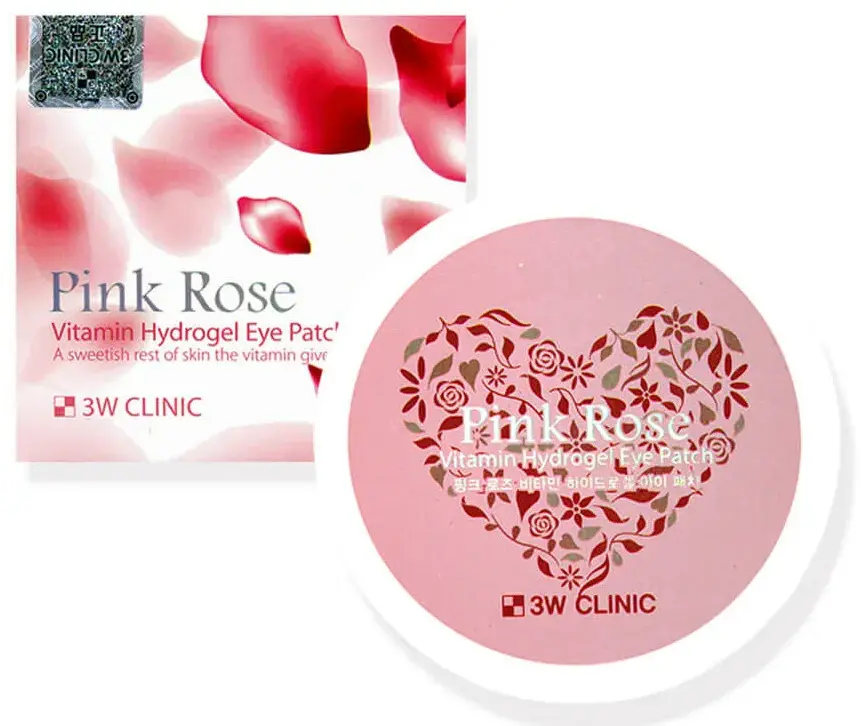 3W Clinic Vitamin Hydrogel Eye Patch Pink Rose Гидрогелевые патчи для глаз с экстрактом розы 60 шт 90 гр