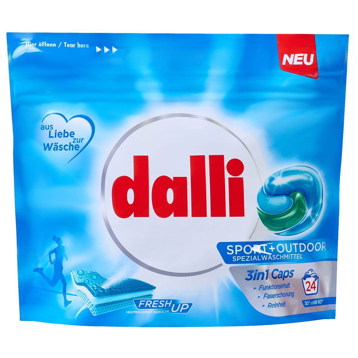 Dalli 3 in 1 Sport + Outdoor Caps Капсулы для стирки спортивной и туристической одежды 24 шт