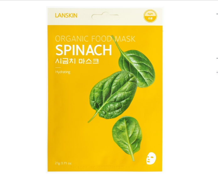 LanSkin Organic Food Mask Spinach Маски тканевые для лица увлажняющие с экстрактом шпината 21 гр 10 шт